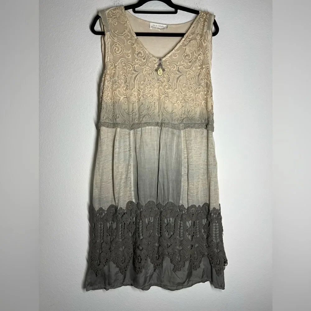 Elisa Cavaletti Bohemian Lace Patchwork Dress Lined Size L